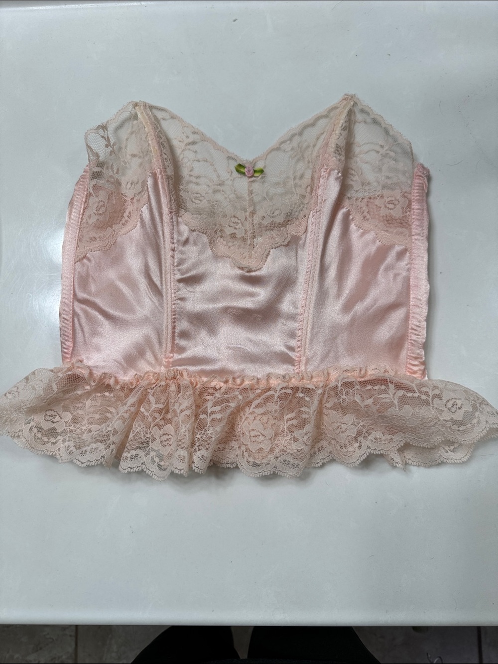 Peach Lace Satin Bustier